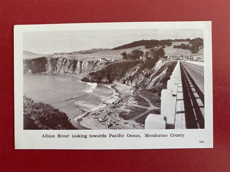 Vintage Albion River Bridge Mendocino County CA Litho Postcard Hwy 1 ...