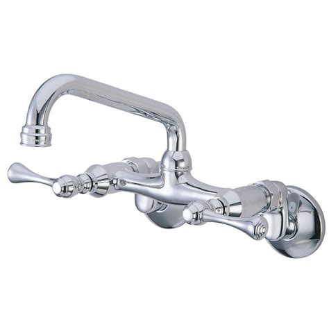 Kingston Brass Adjustable Center 2-Handle Wall-Mount Standard Kitchen ...