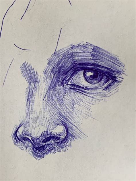 Blue Pen Art | Dibujos faciales, Dibujos detallados, Bocetos artísticos