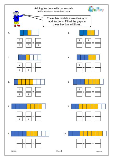 Worksheets Bar Chart Map Equivalent Fractions Addition And | sexiezpix ...