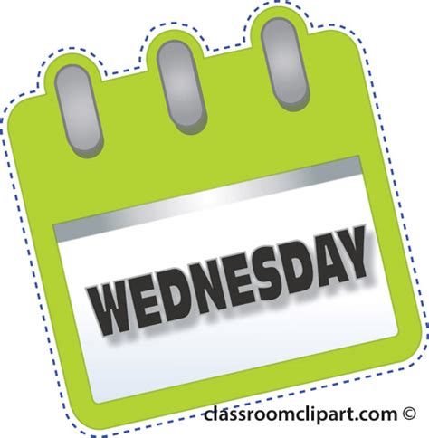 Calendar : notebook_wednesday_green : Classroom Clipart