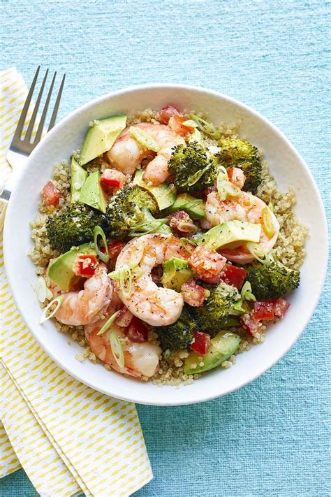 Shrimp Bowls with Scallion Vinaigrette This heart-healthy quinoa bowl ...