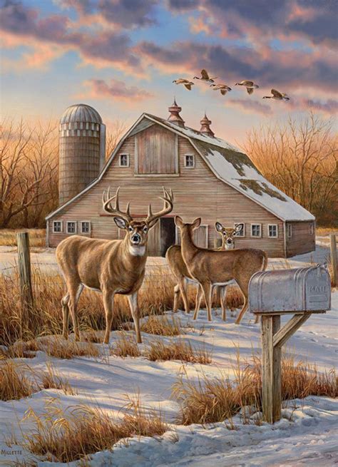 "Rural Route" Whitetail Deer 1000 Piece Puzzle | Deer painting ...