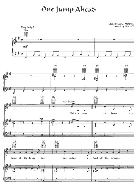 ONE JUMP AHEAD Aladdin Piano Sheet music | Easy Sheet Music