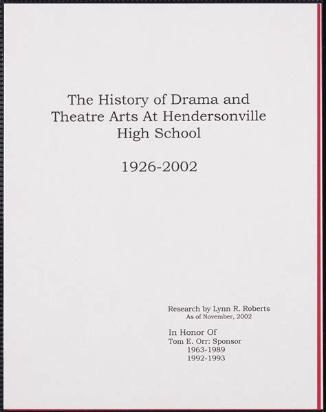 History of Drama and Theatre Arts at Hendersonville High School [1925-1965]