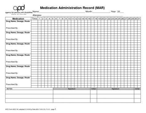 Free Printable Medication Administration Record | Work | Medication ...