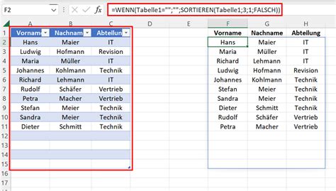 Excel-Tipp: Wie Sie mit der Funktion SORTIEREN() Daten sortiert anzeigen