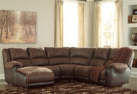 Signature Design by Ashley Nantahala Faux Leather Reclining Sectional ...