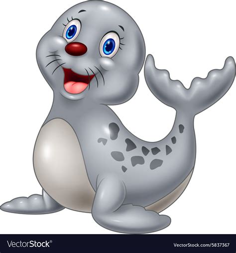 Cute baby seal cartoon Royalty Free Vector Image