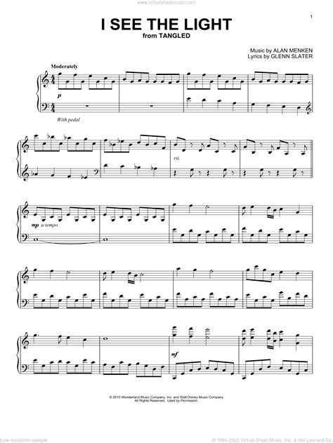 Alan Menken I See The Light (from Disney's Tangled) Sheet Music Notes ...