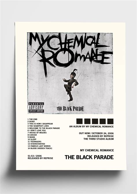 My Chemical Romance 'The Black Parade' Album Art Tracklist Poster – The ...