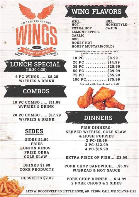 Online Menu of Wings Take Out Restaurant, Little Rock, Arkansas, 72206 ...