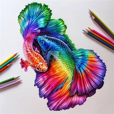 Rainbow fish traditional artwork | Peces dibujos, Arte colorido, Cómo ...