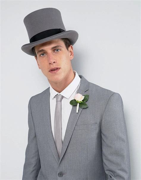 ASOS WEDDING Top Hat In Gray Felt - Gray | Mens felt hat, Latest ...