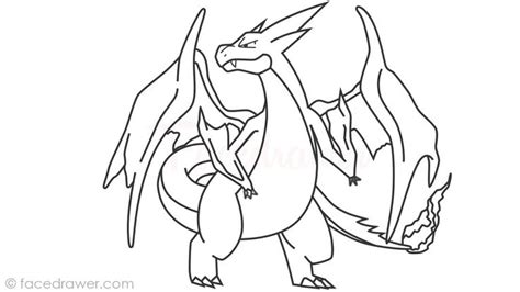 How to Draw Mega Charizard Y from Pokemon X Y Step by Step | Charizard ...