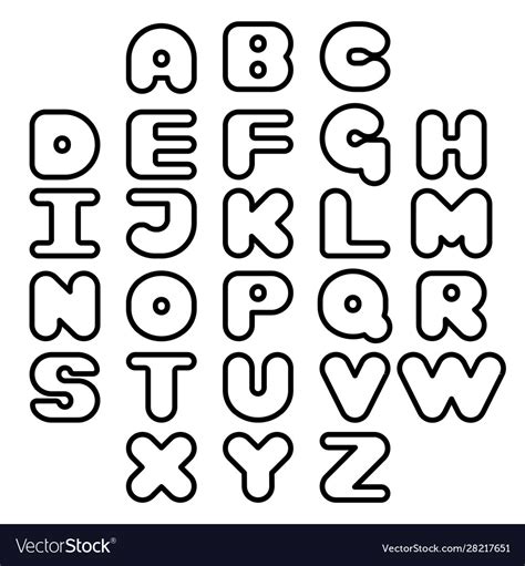 Black outline alphabet set on white background Vector Image