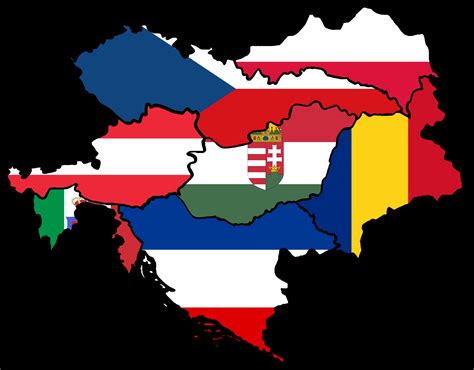 Flag map of the Austrian-Hungarian empire with post ww1 borders ...