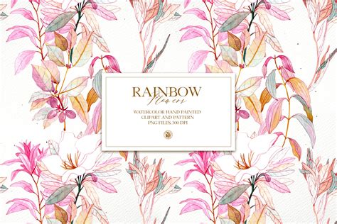 Rainbow Flowers - watercolor clipart | Illustrations ~ Creative Market