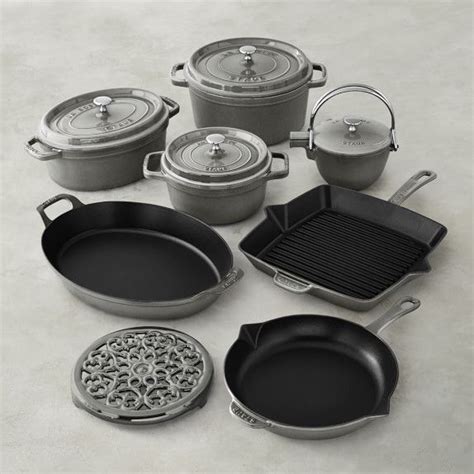 Staub Cast-Iron 12-Piece Cookware Set Cast Iron Pot, Enameled Cast Iron ...