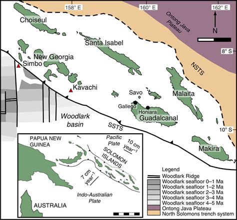 Map of the Solomon Islands. Savo Island, major tectonic features and ...