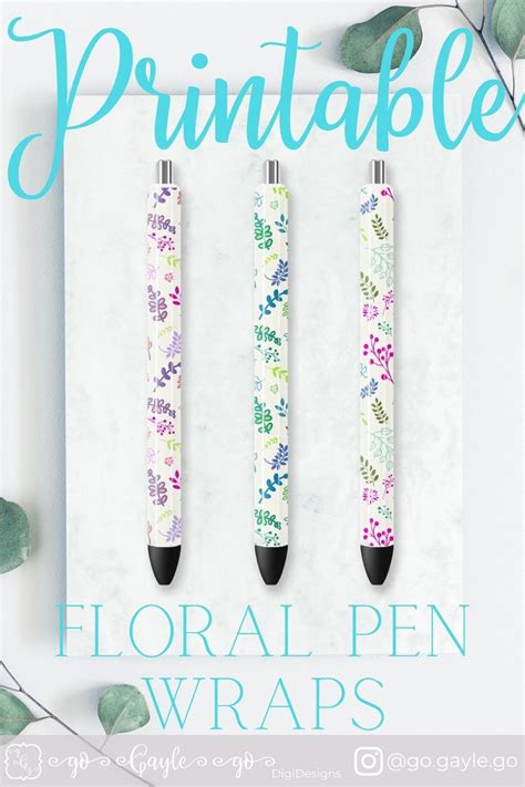 Printable Pen Wraps - Bright Bold Tossed Floral - PNG Files | Floral ...