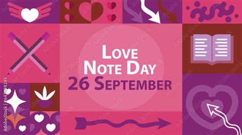 Love Note Day vector banner design with geometric shapes and vibrant ...