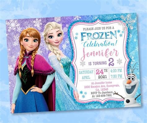 Elsa anna invitation frozen birthday invitation disney princess elsa ...