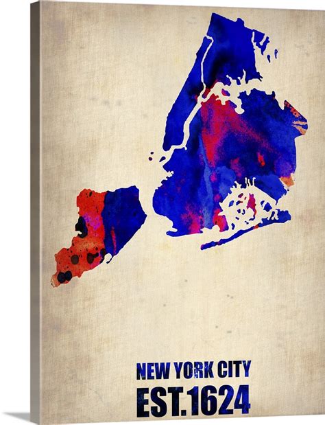 New York City Watercolor Map I Wall Art, Canvas Prints, Framed Prints ...