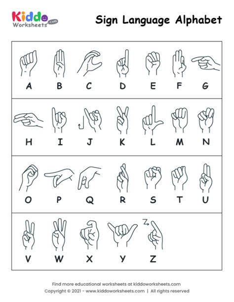 Free Printable sign language alphabet Worksheet - kiddoworksheets Learn ...