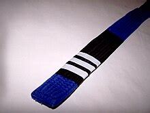 A blue belt with three stripes.