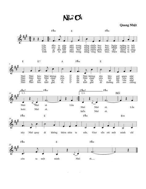 Sheet Nhạc: Nhỏ ơi - song lyric sheet | chords.vip