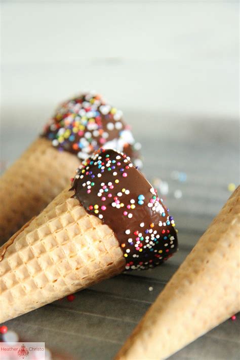 Chocolate Dipped Ice Cream Cones - Heather Christo