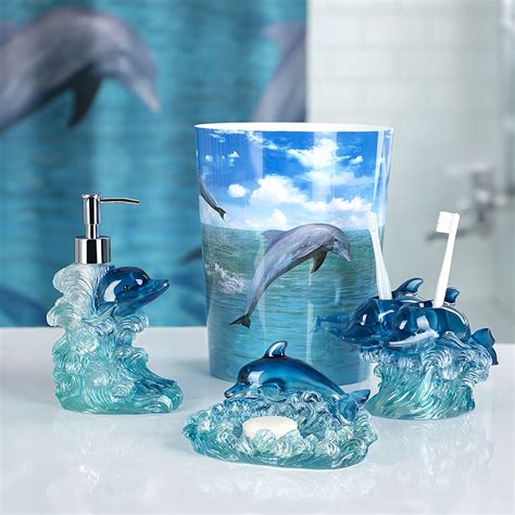 Allure Home Creation Jump for Joy Dolphin 4-Piece Bathroom Accessory ...