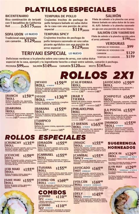 La Postal Teriyaki & Sushi menu in 22435 Tijuana, B.C., Mexico