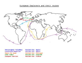 European Explorers Map with voyages and info sheet | TPT