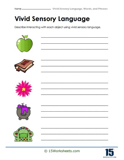 Vivid Sensory Language Worksheets - 15 Worksheets.com