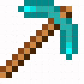 Minecraft Diamond Pickaxe Kandi Pattern | Minecraft diamond pickaxe ...