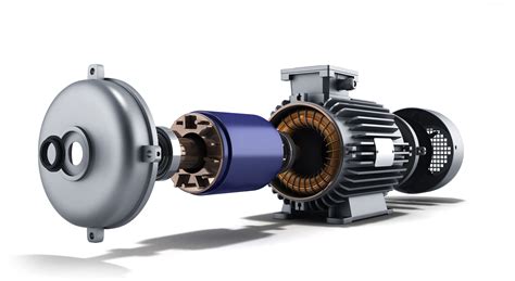 electric motor in disassembled state 3d illustration on a white ...