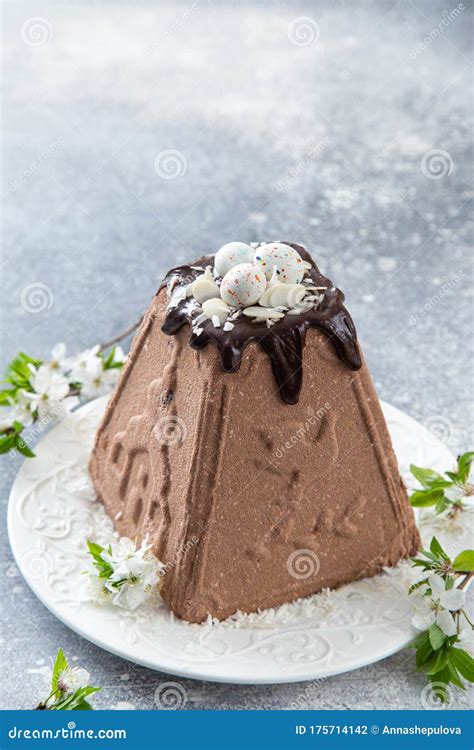 Chocolate Easter Paskha. stock photo. Image of festive - 175714142