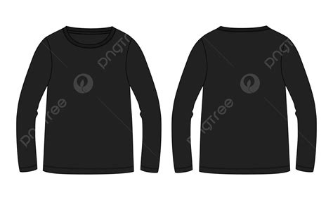 Long Sleeve T Shirt Vector Illustration Black Color Template, Long ...