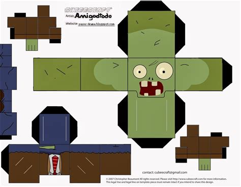 Zombie Papercraft 18 Of Plants Vs Zombies Papercraft Template ...