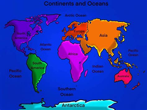 Map of Continents and Oceans - Once Upon a Homeschooler