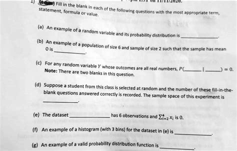 SOLVED: Fill in the blank/statement, In each of the following questions ...