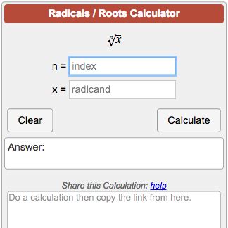 Radicals and Roots Calculator