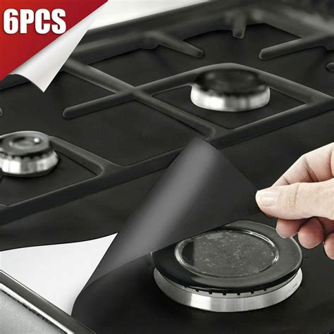 6PCS Gas Range Protectors, TSV Liner Covers Reusable Gas Stove Burner ...