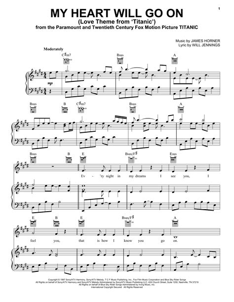 Celine Dion My Heart Will Go On (Love Theme from Titanic) sheet music ...