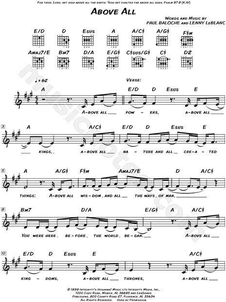 Michael W. Smith "Above All" Sheet Music (Leadsheet) in A Major ...