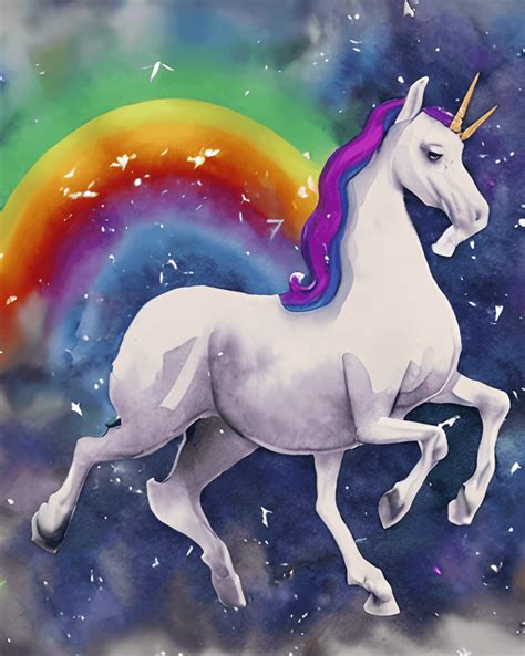 Watercolor Unicorn Jumping Rainbow · Creative Fabrica