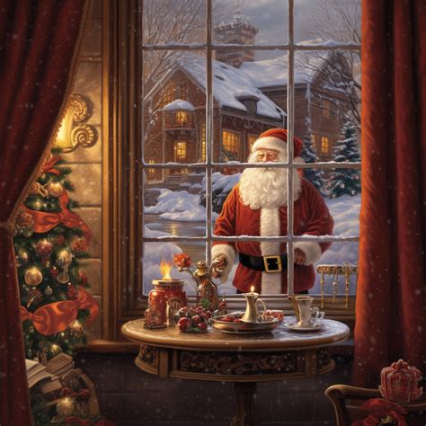 Santa Claus Peeking Through Window Free Stock Photo - Public Domain ...