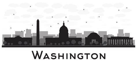 Washington dc city skyline black and white silhouette 5697071 Vector ...